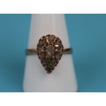 18ct gold antique rose cut diamond set ring