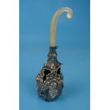 Victorian sterling silver baby’s rattle with mother of pearl handle