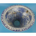 Victorian blue and white transfer printed toilet bowl or thunderbox c1860