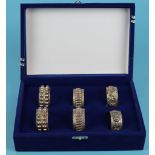 Cased set of 6 silver napkin rings