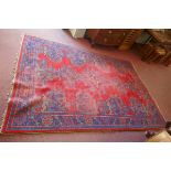 Red & blue Eastern rug - Approx 185cm x 275cm