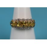 Gold yellow sapphire & diamond set ring