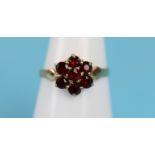 Gold garnet cluster ring