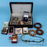 Collection of costume jewellery etc to include box