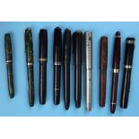 Collection of 10 fountain pens