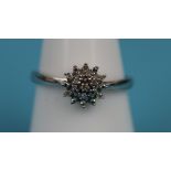 White gold diamond cluster ring