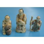 3 Oriental signed Netsuke figures