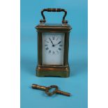 Working miniature carriage clock with key - Approx H: 10cm