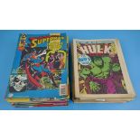 Collection of Superman DC & Hulk Marvel comics circa 1970's / 80's