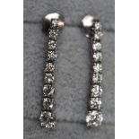 Fine pair of 18ct white gold diamond drop earrings