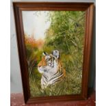 Oil on board - Tiger by D Canning 1983 - Image size: 59cm x 91cm