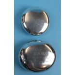 2 hallmarked silver snuff tins, 1 marked 1902