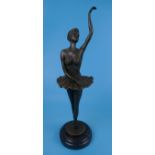 Bronze figure on marble base - Ballet dancer - Approx H: 43cm