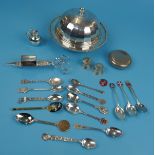 Collectables to include candle snuffers, crested teaspoons & silver
