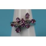White gold purple sapphire & diamond ring with certificate