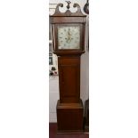 Long cased clock with painted face