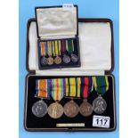 Cased WWI medals to Captain D B Edsall, London Scottish Regiment to include miniatures