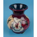 Moorcroft vase circa 1993 - Pansies designed by Rachel Bishop - Approx height 9.5cm