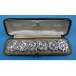 Set of 6 boxed Art Nouveau silver buttons - Robert Friederich - London 1902
