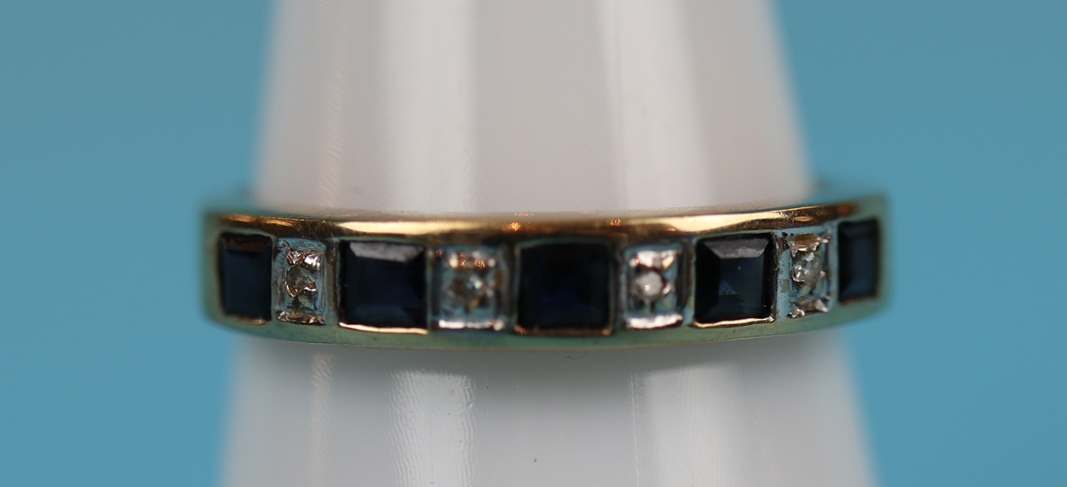 Gold sapphire & diamond half eternity ring