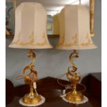 Impressive pair of gilt table lamps - Approx H: 103cm