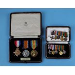 Cased WWI medals to Captain Reginald Denny Ellis, Lincoln Regiment to include miniatures