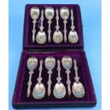 Fine set of 12 silver Apostle spoons hallmarked for Charles Boyton, London 1884