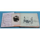 Autograph book containing sketches dated 1916 accompanied by photograph of military personnel etc