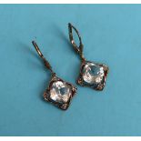 Gold glacier topaz and diamond earrings