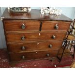 Mahogany inlaid chest of 2 over 3 drawers on bracket feet - Approx W: 109cm D: 57cm H: 107cm