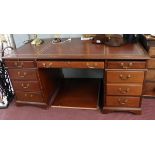 Large leather top desk - Approx W: 173cm D: 87cm H: 78cm