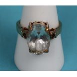 Gold glacier topaz and diamond ring