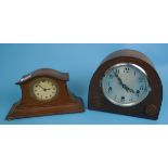 2 oak framed mantle clocks to include 1 Enfield