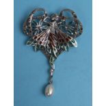 Silver enamel fairy brooch / pendant