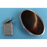 Hallmarked silver vesta case - Makers mark T.H & Hallmarked silver & tortoise brush - Makers mark