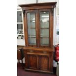 Victorian walnut glazed bookcase