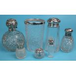 Collection of silver topped glass