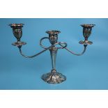 Hallmarked silver 3 branch candelabra - Approx gross weight 803g & H: 24cm