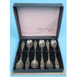 Set of 6 Gero Zilvium white metal spoons marked 90