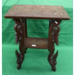 Ornate carved 2 tier occasional table depicting peacock