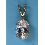 Gold glacier topaz & aquamarine pendant