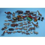 Collection of metal animal figures etc