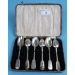 Rare set of 6 antique Exeter fiddle pattern silver teaspoons by John Stone circa 1853 - Approx