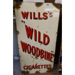 Enamel sign - Will's Wild Woodbine Cigarettes - Approx 92cm x 46cm