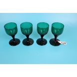 4 Regency green tulip shaped wine glasses