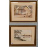Pair of antique watercolours by Burmese artist Maung Maung Gyl