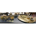 Collection of metalware to include champagne coasters & Wong Lee dish