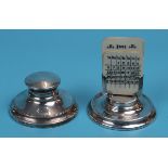 Hallmarked silver matching calendar & inkwell with Ivory tablets - London 1925 - J Aldridge & Sons