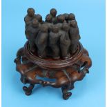 Unusual antique wax casting of monks