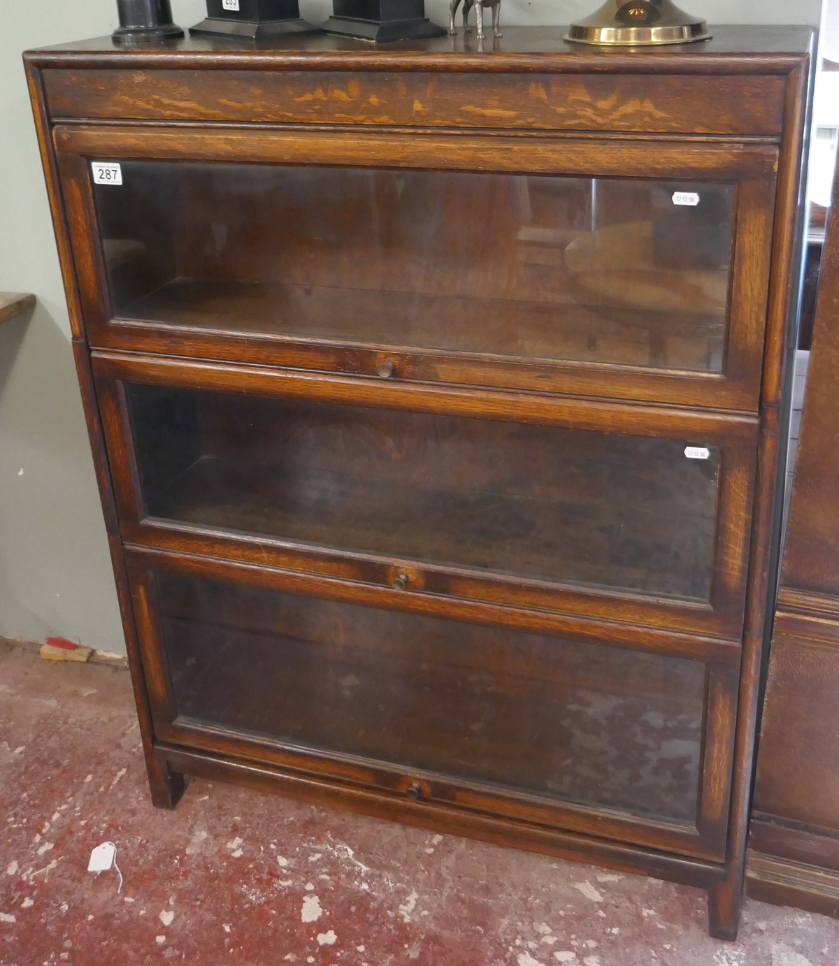 Oak 3 tier globe Wernicke style bookcase